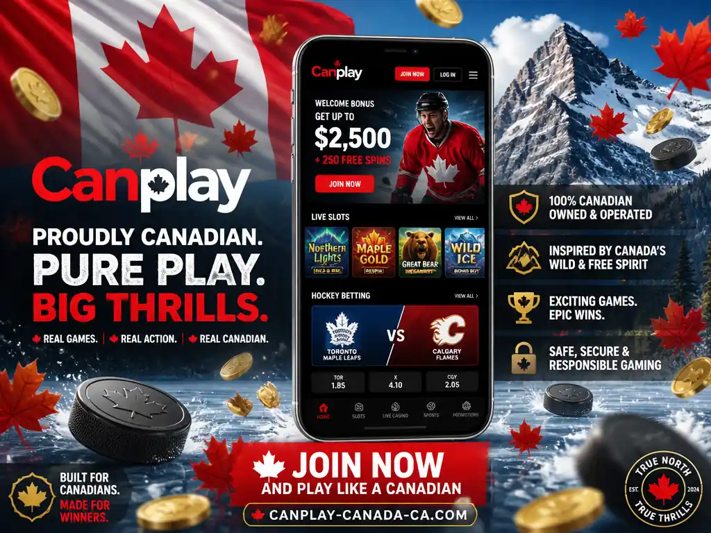 Canplay Canada casino welcome bonus 2500$ +250 free spins hockey betting